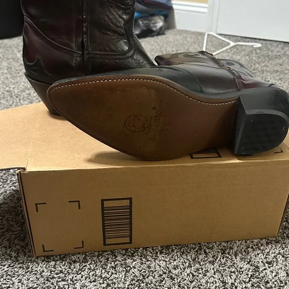 Durango Western Ankle Boots Burgundy and black embroidered Leather size 8 D - Picture 12 of 14